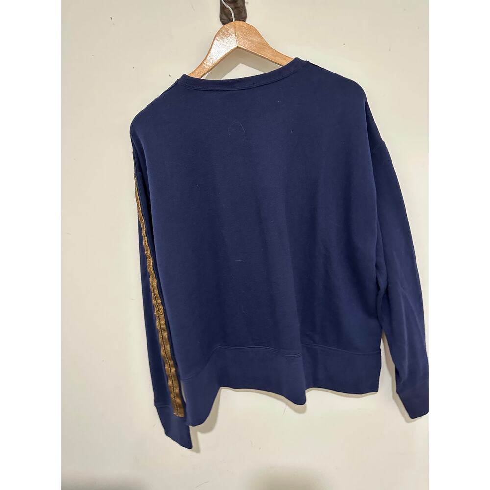 Ralph Lauren Navy Blue Sweater With Bronze Braided Gold Trimned Arms Size XL - Picture 10 of 12